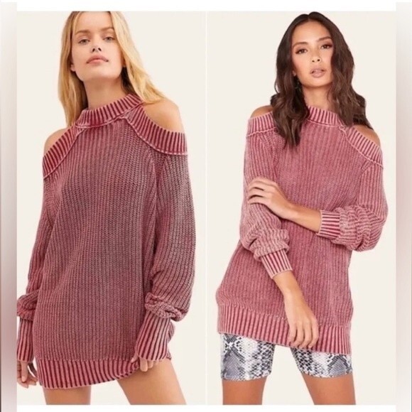 Free People Half Moon Bay Sweater in Wine M NWOT - Picture 4 of 16